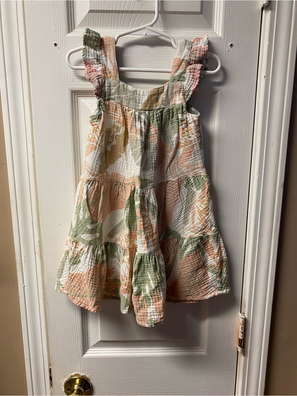 Zara Girls Floral Tiered Sundress in Peach, Sage and White